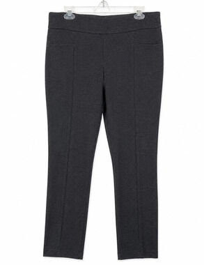 Hilary Radley Gray Pull On Pants L Stretch Straight Career Office Travel EUC